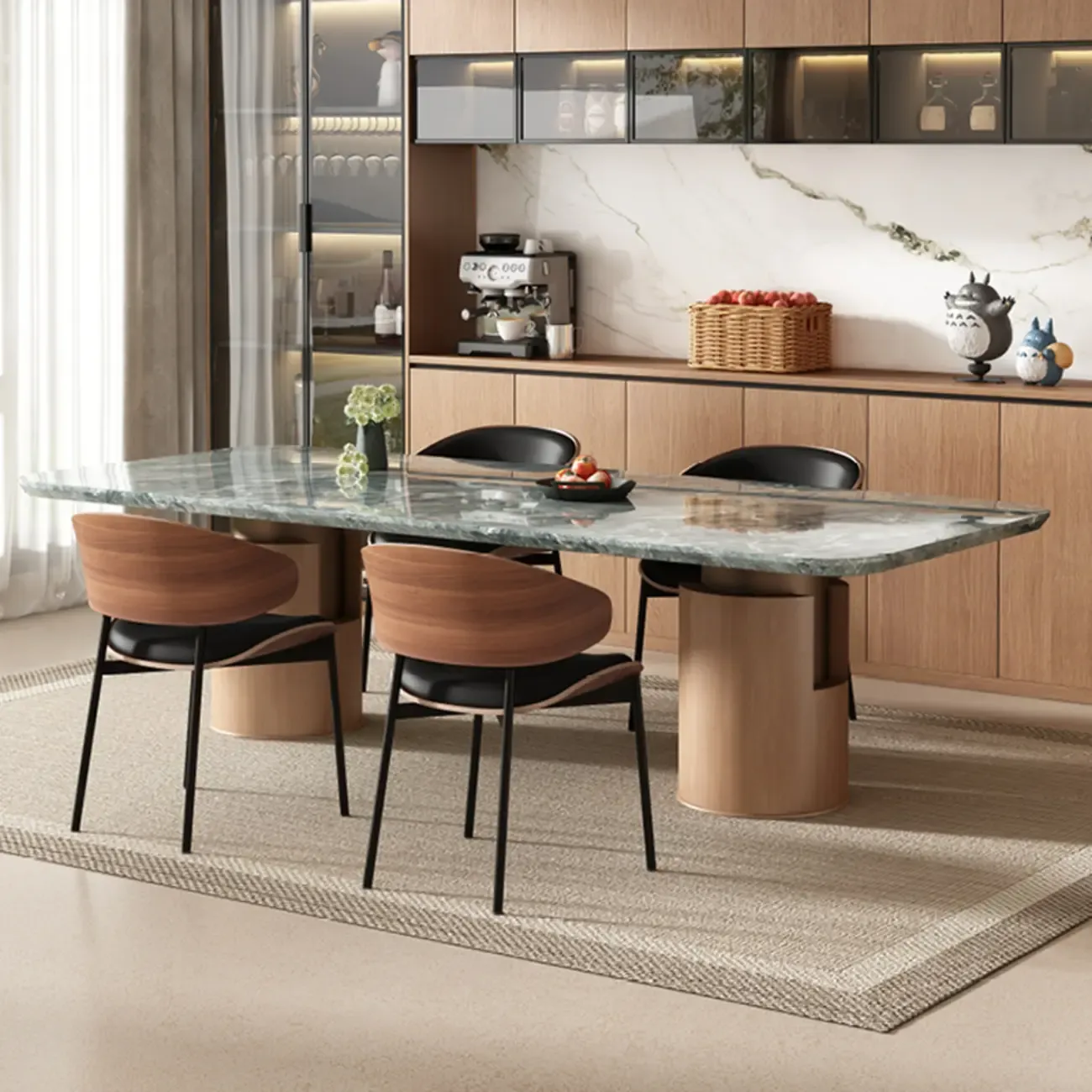 Art Deco Faux Leather Low Back Dining Chair Image - 6