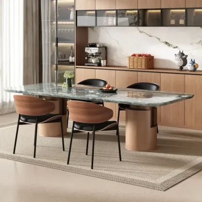 Art Deco Faux Leather Low Back Dining Chair Image - 6