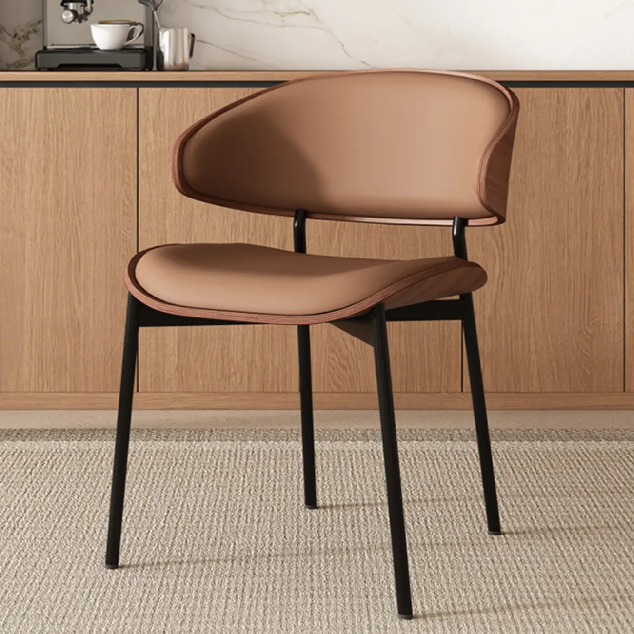 Art Deco Faux Leather Low Back Dining Chair Image - 7 | homeyfad