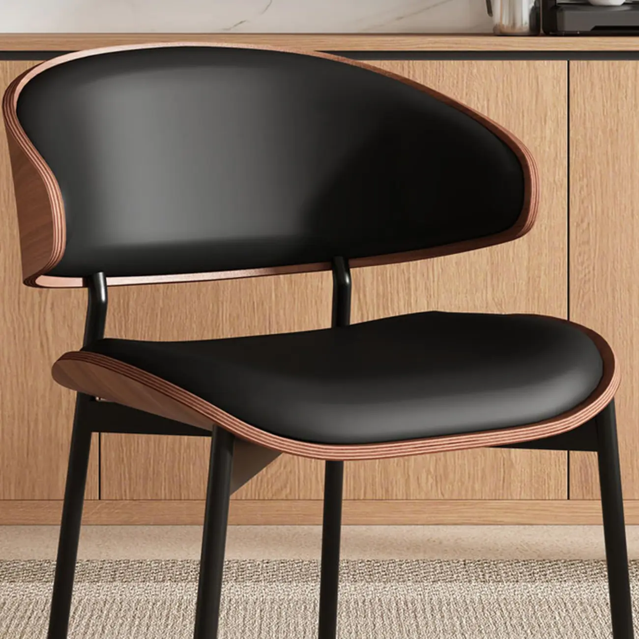 Art Deco Faux Leather Low Back Dining Chair Image - 12 | homeyfad