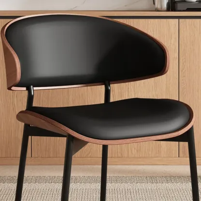 Art Deco Faux Leather Low Back Dining Chair Image - 12