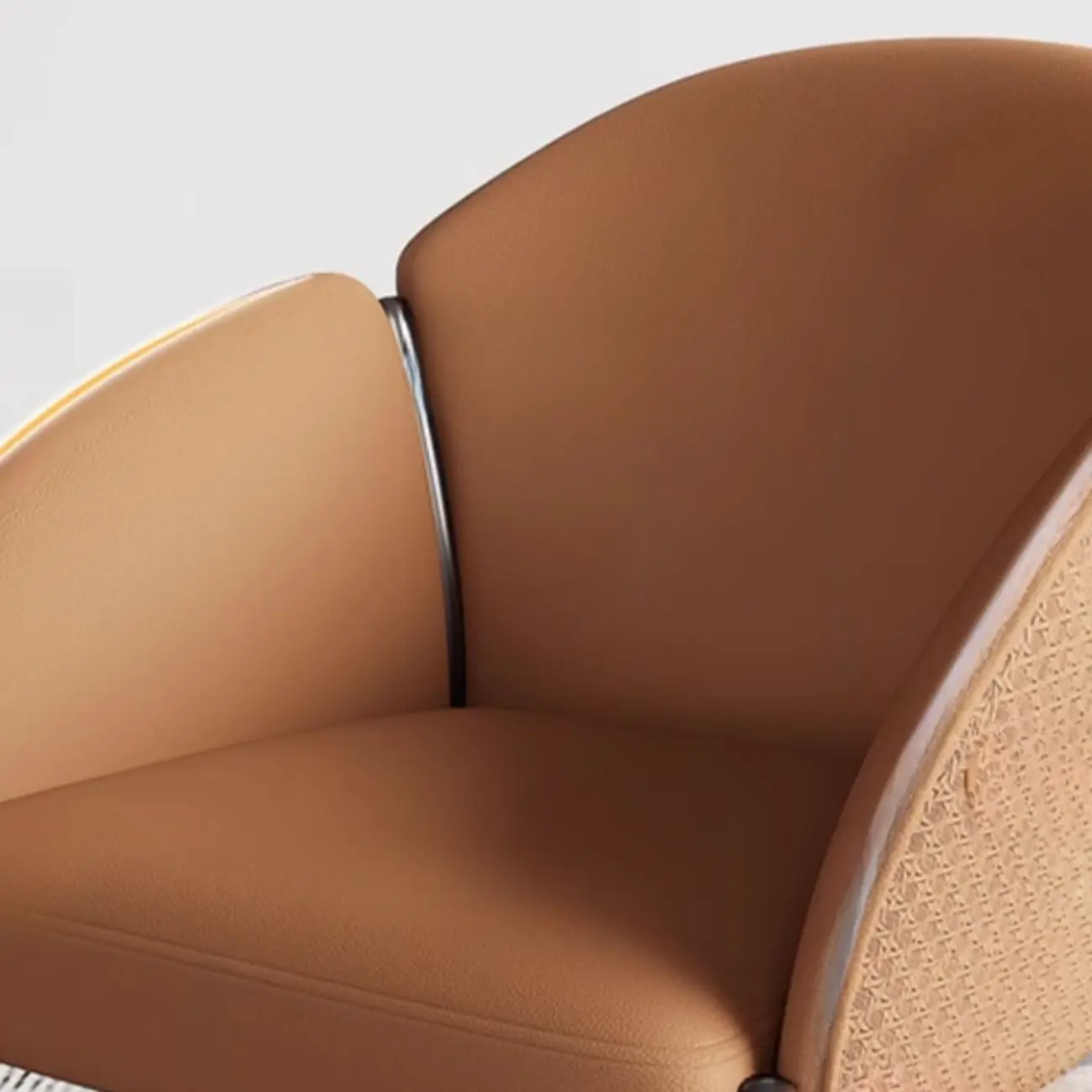 Art Deco Low Back Leather Dining Chair with Arms Image - 7 | homeyfad