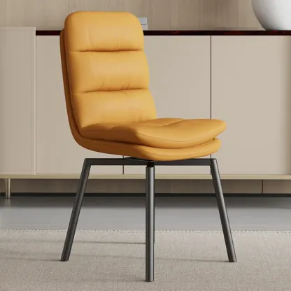 Art Deco Faux Leather Swivel Dining Chair Image - 5