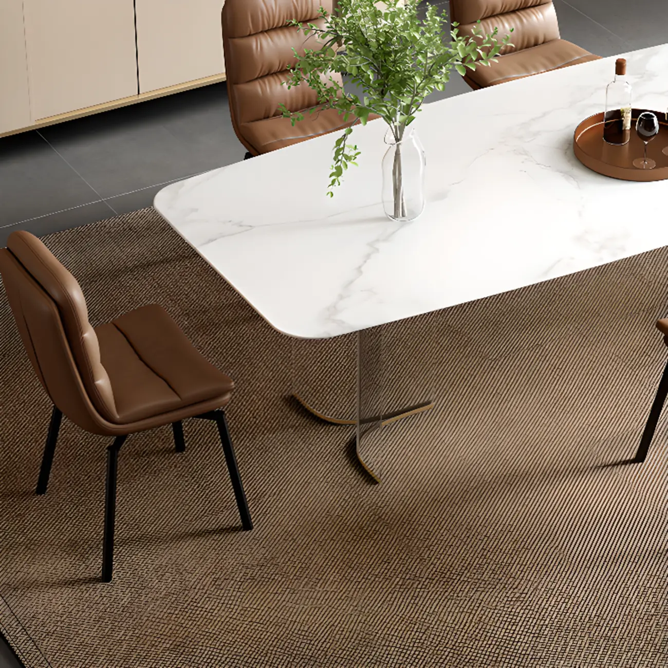 Art Deco Faux Leather Swivel Dining Chair Image - 7 | homeyfad