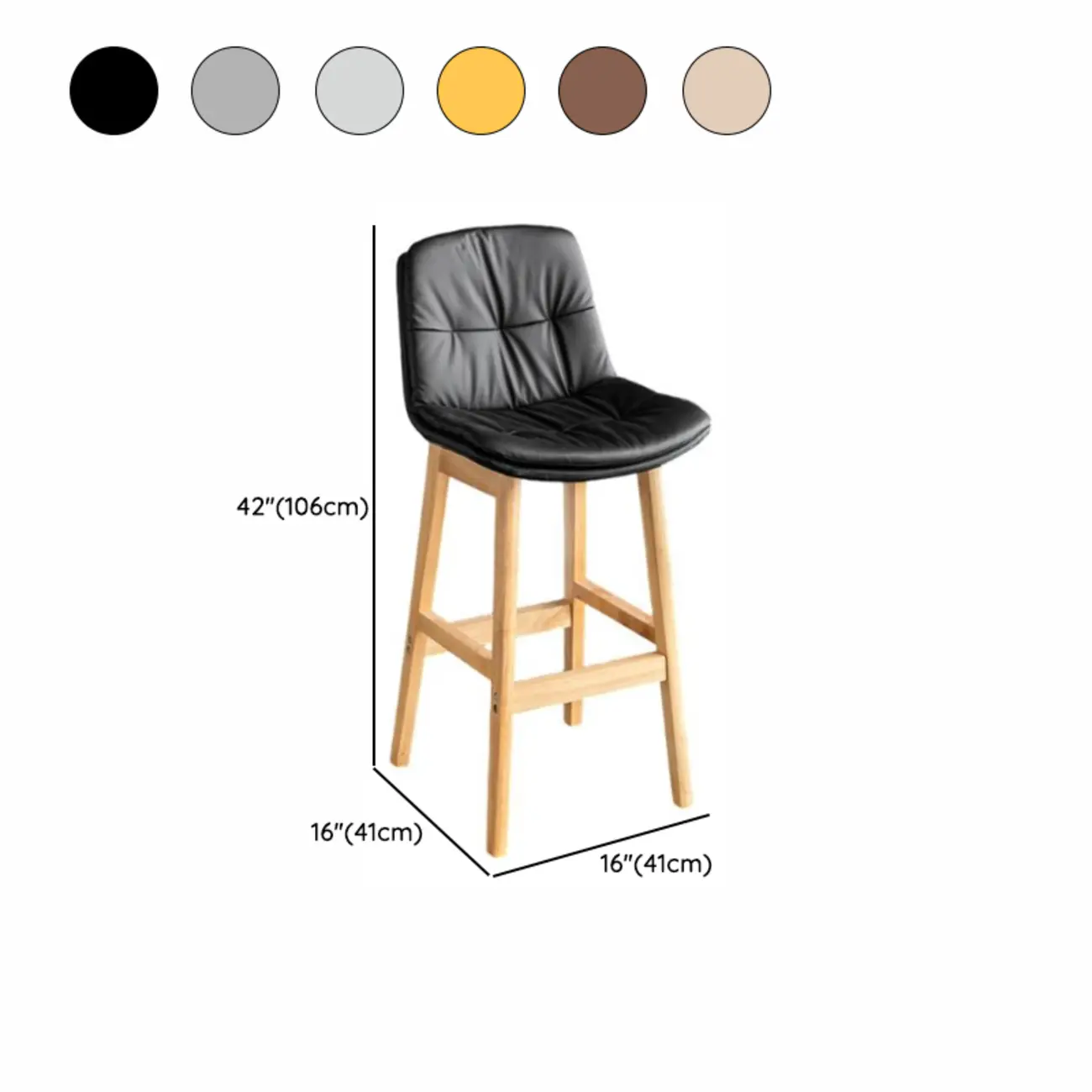 Saddle Upholstered Wood Leather Bar Stools with Backs #size
