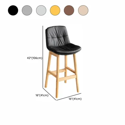 Saddle Upholstered Wood Leather Bar Stools with Backs #size