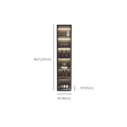 White Rectangular Multi-Shelves Glass Wood Wine Cabinet #size