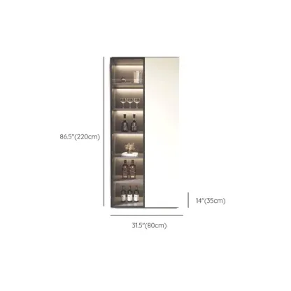 White Rectangular Multi-Shelves Glass Wood Wine Cabinet Image - 17