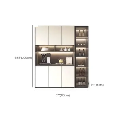 White Rectangular Multi-Shelves Glass Wood Wine Cabinet Image - 21