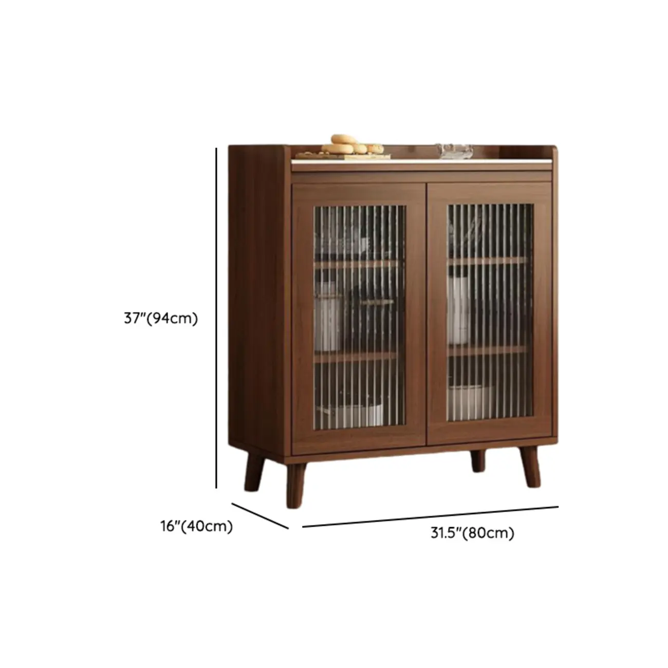 Freestanding Brown Stone-Top Cocoa Wood Sideboard with Doors #size | homeyfad