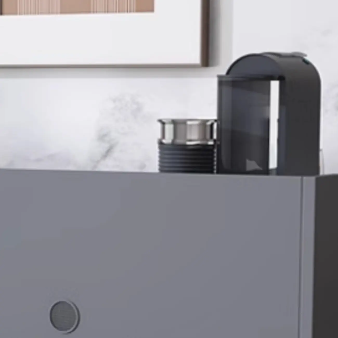 Modish Multi-Compartment Stone-Top Wood Buffet Cabinet Image - 9 | homeyfad