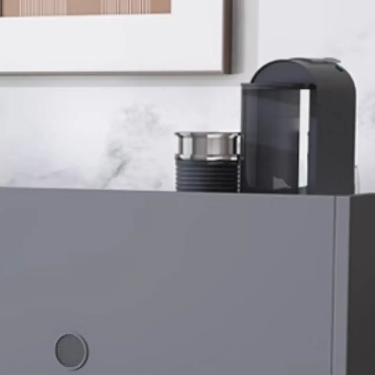 Modish Multi-Compartment Stone-Top Wood Buffet Cabinet Image - 9