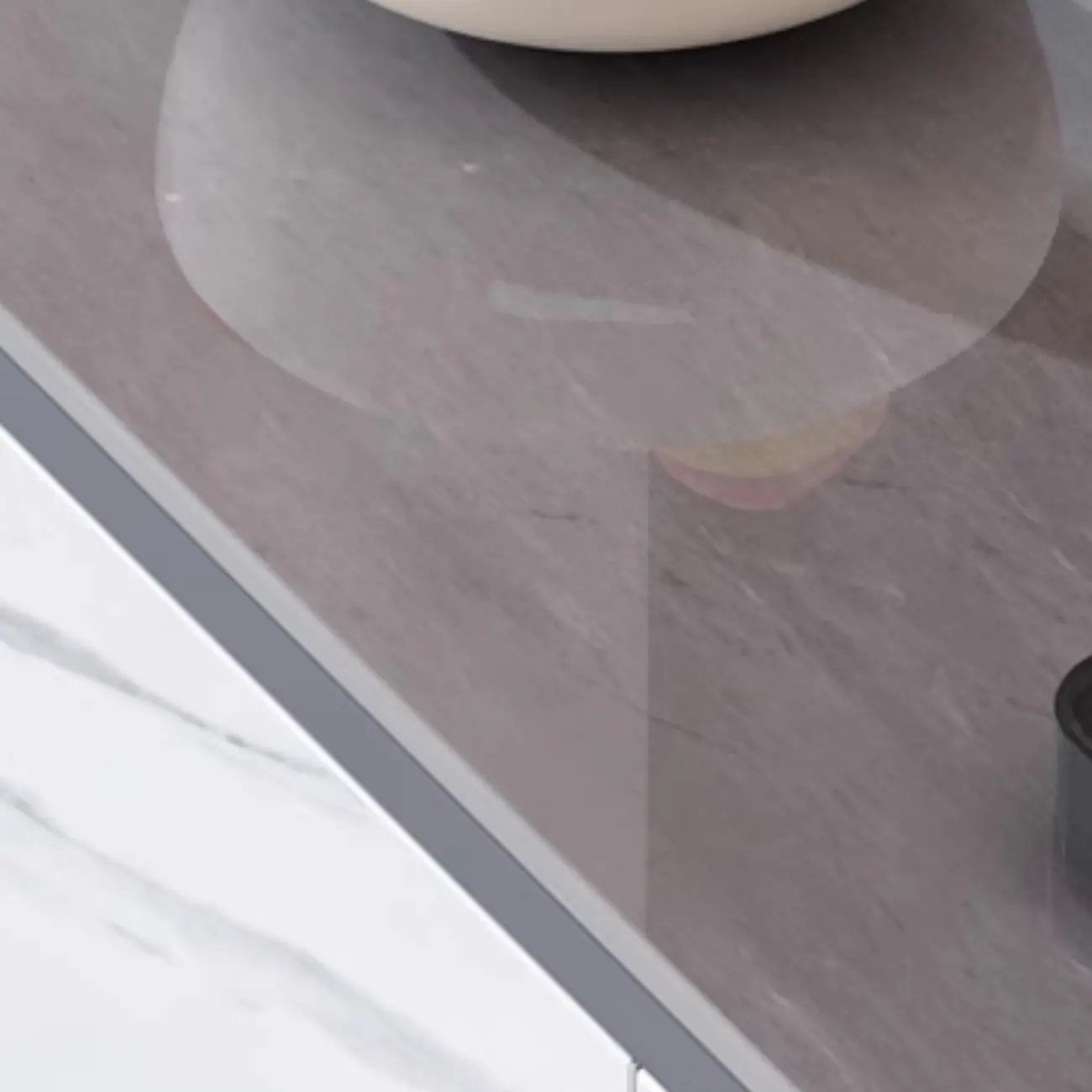 Modish Multi-Compartment Stone-Top Wood Buffet Cabinet Image - 11 | homeyfad