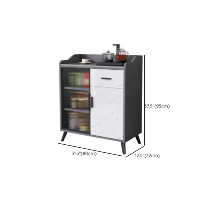 Modish Multi-Compartment Stone-Top Wood Buffet Cabinet Image - 21