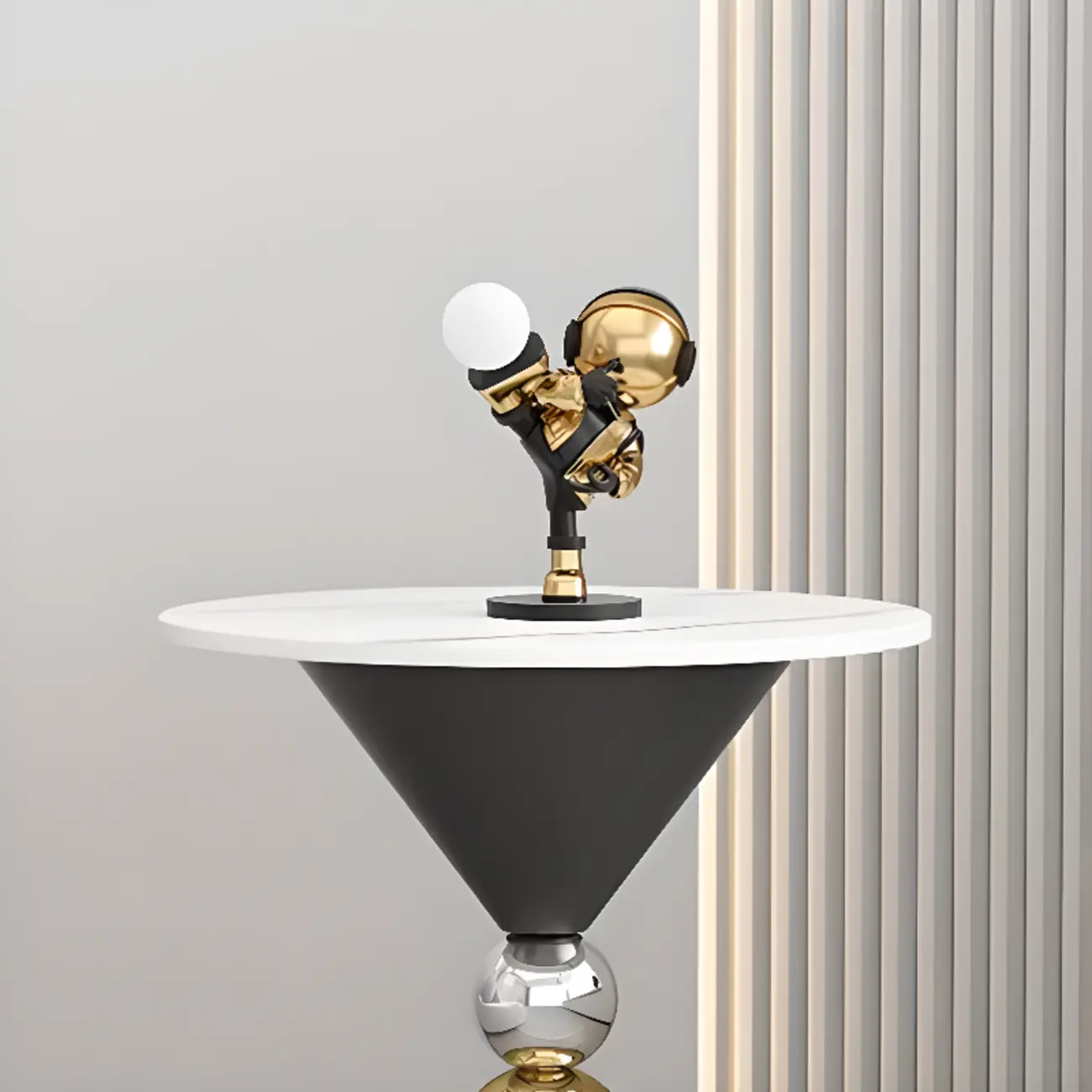 Glam White Stone Stump Base Round Side Table Image - 6 | homeyfad