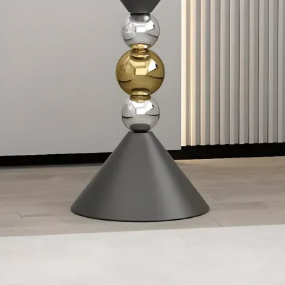 Glam White Stone Stump Base Round Side Table Image - 8