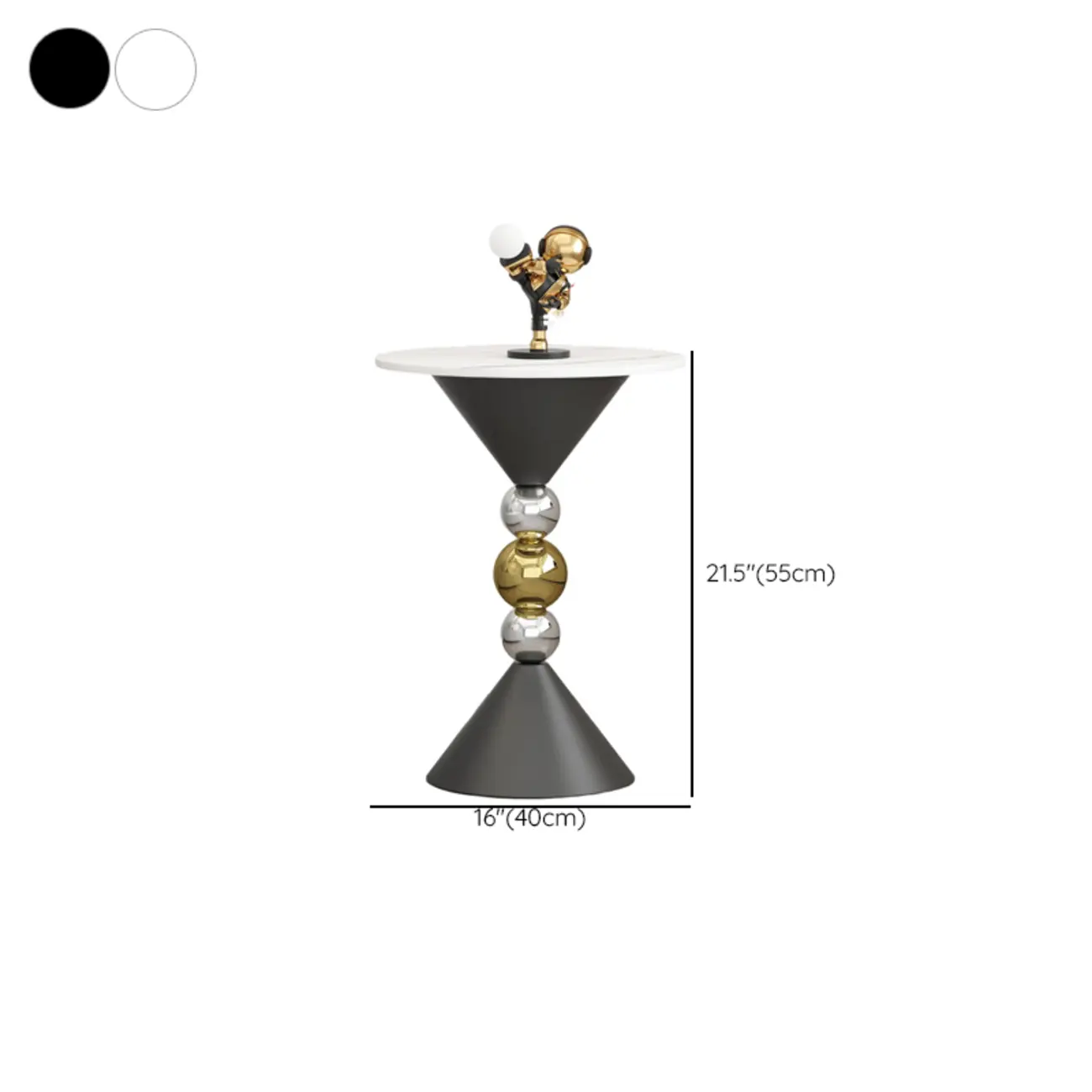 Glam White Stone Stump Base Round Side Table #size | homeyfad