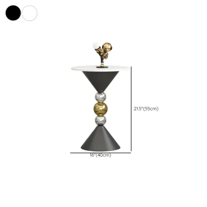 Glam White Stone Stump Base Round Side Table #size