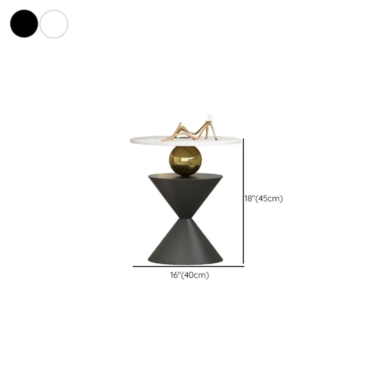 Glam White Stone Stump Base Round Side Table Image - 10