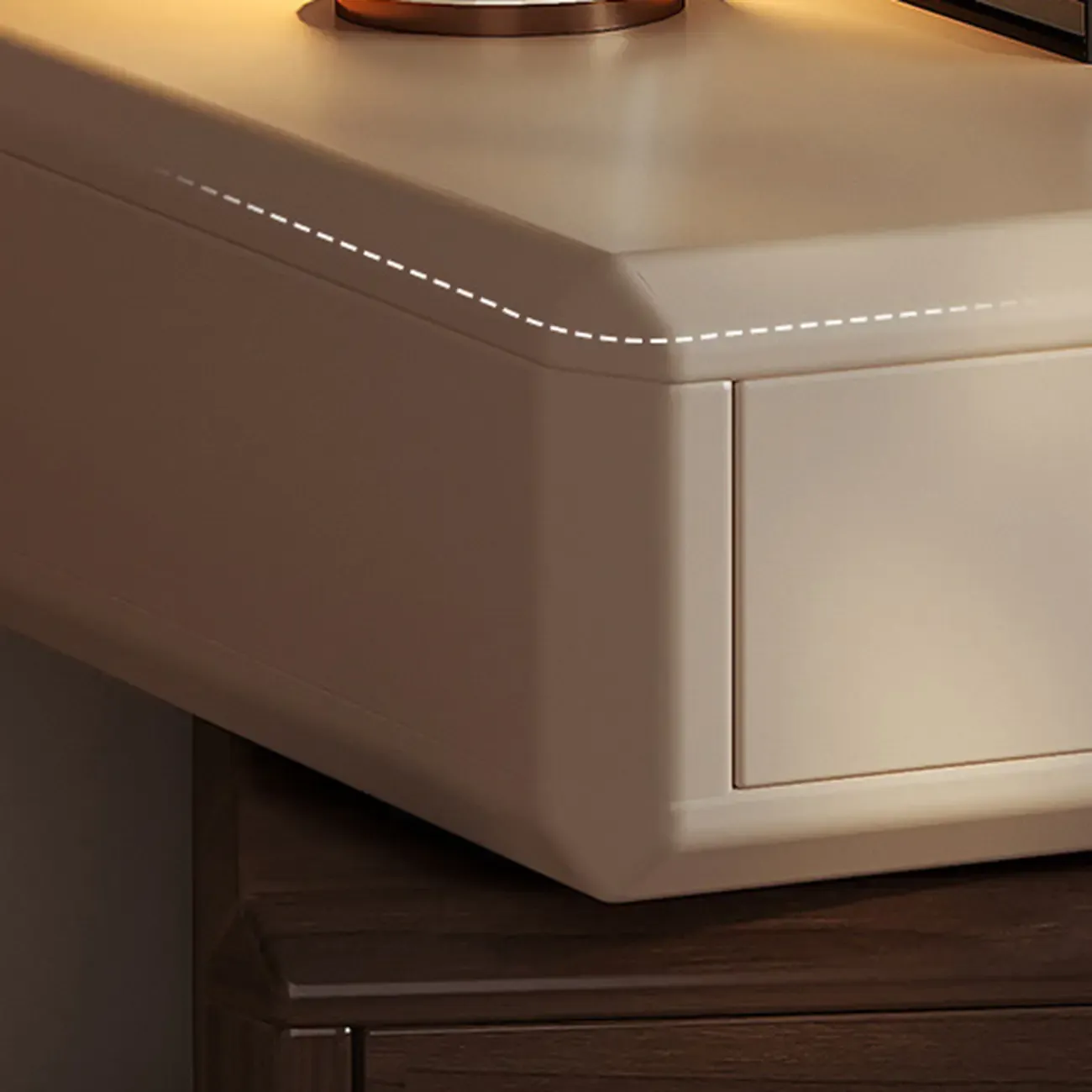 Creative Modern Swivel Beige Wooden 3 Drawers Nightstand Image - 5