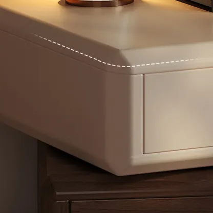 Creative Modern Swivel Beige Wooden 3 Drawers Nightstand Image - 5