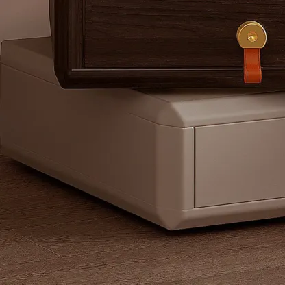Creative Modern Swivel Beige Wooden 3 Drawers Nightstand Image - 6