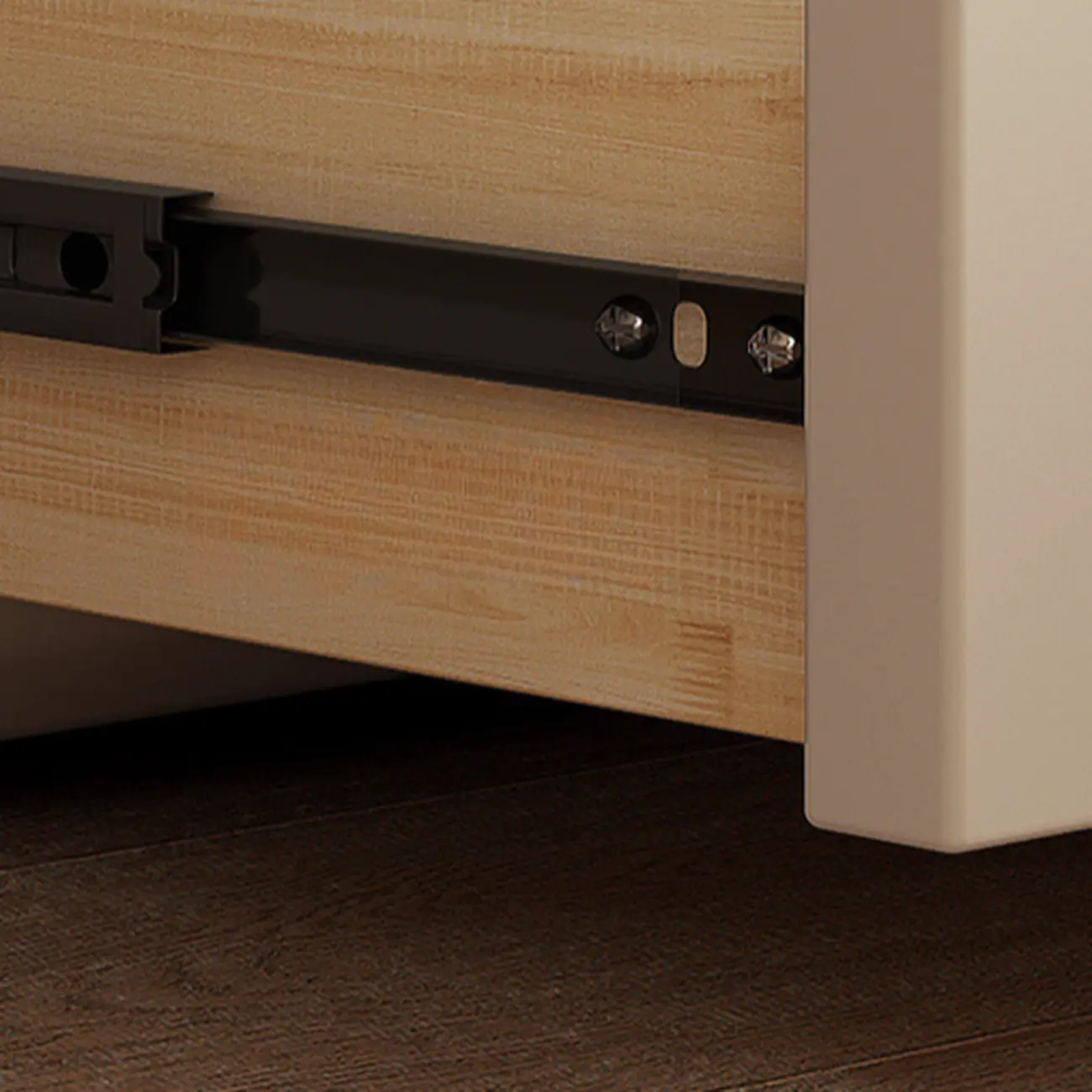 Creative Modern Swivel Beige Wooden 3 Drawers Nightstand Image - 4 | homeyfad