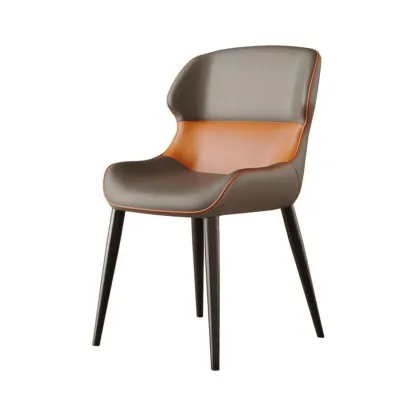 Modern Faux Leather Full Back Dining Chair Image - 2