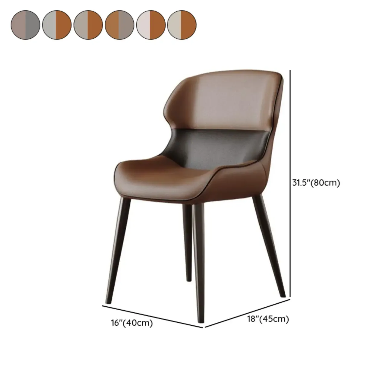 Modern Faux Leather Full Back Dining Chair #size