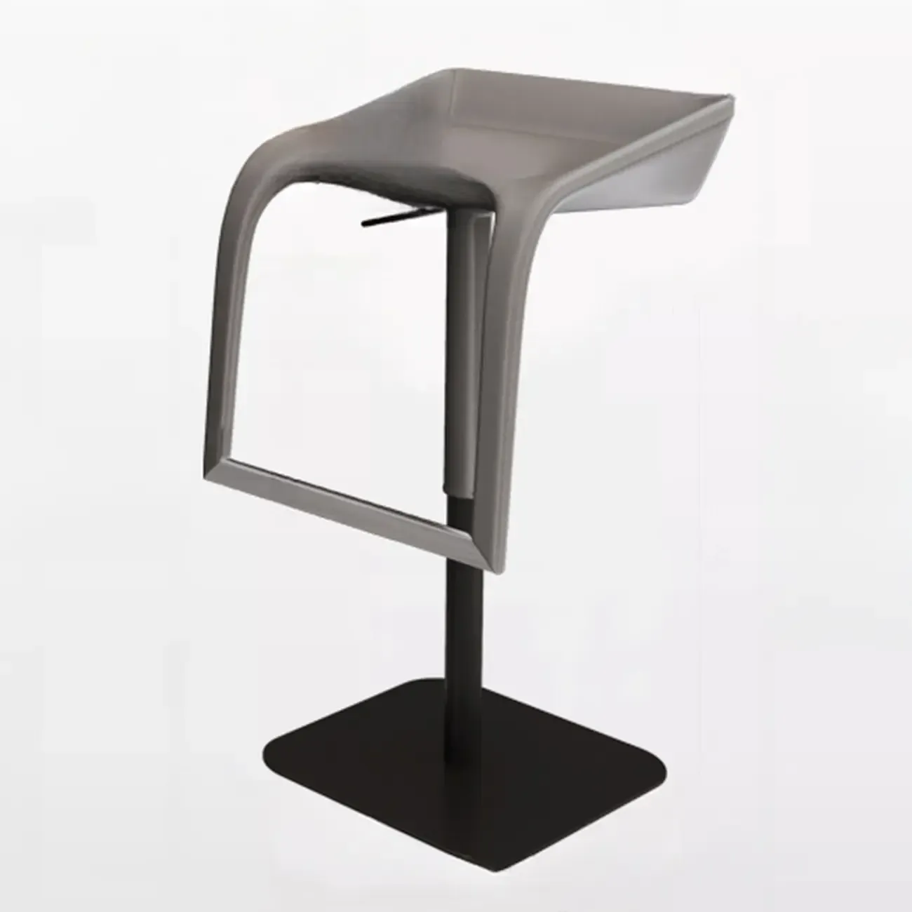 Rectangular Metal Frame Leather Rotating Backless Bar Stool Image - 4