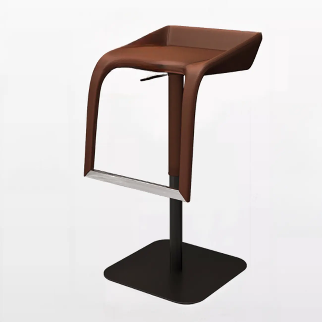 Rectangular Metal Frame Leather Rotating Backless Bar Stool Image - 6 | homeyfad