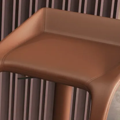 Rectangular Metal Frame Leather Rotating Backless Bar Stool Image - 7