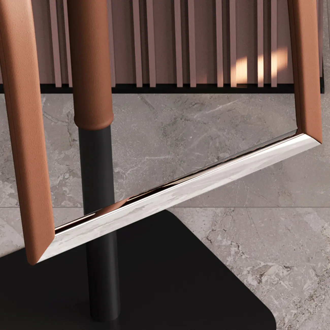 Rectangular Metal Frame Leather Rotating Backless Bar Stool Image - 9 | homeyfad