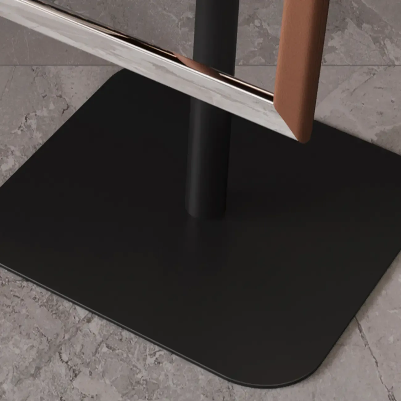 Rectangular Metal Frame Leather Rotating Backless Bar Stool Image - 10