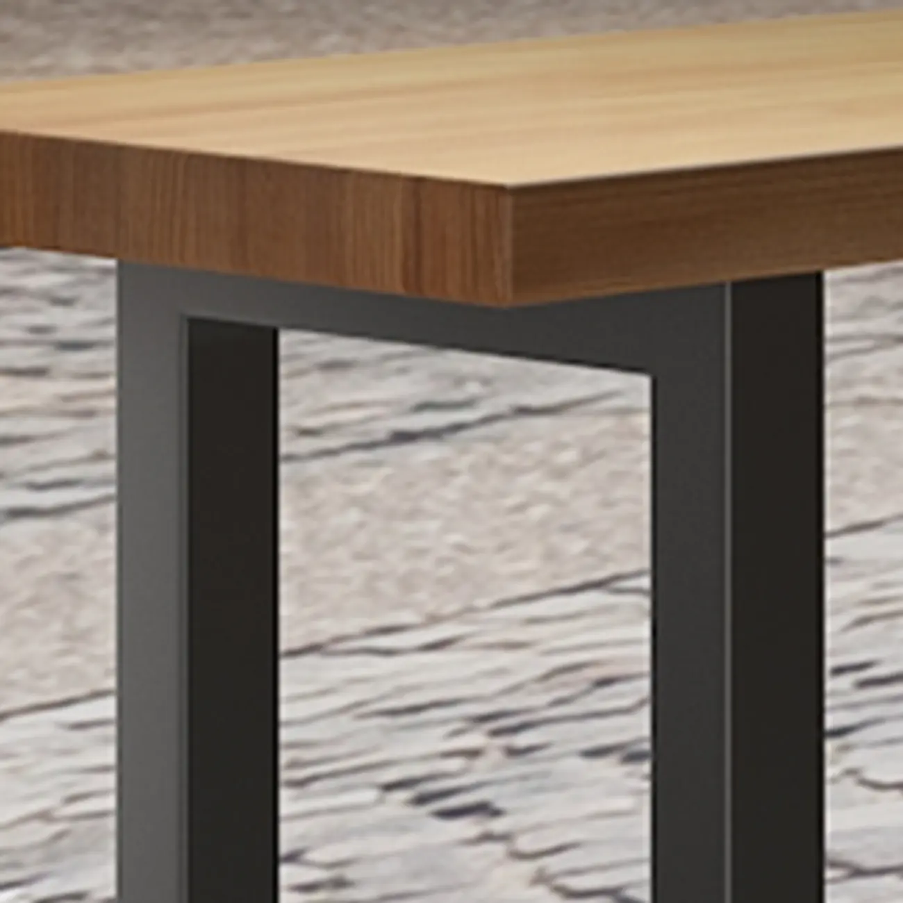 Natural Finish Rectangular Wood Metal Long Trestle Bar Table Image - 6 | homeyfad