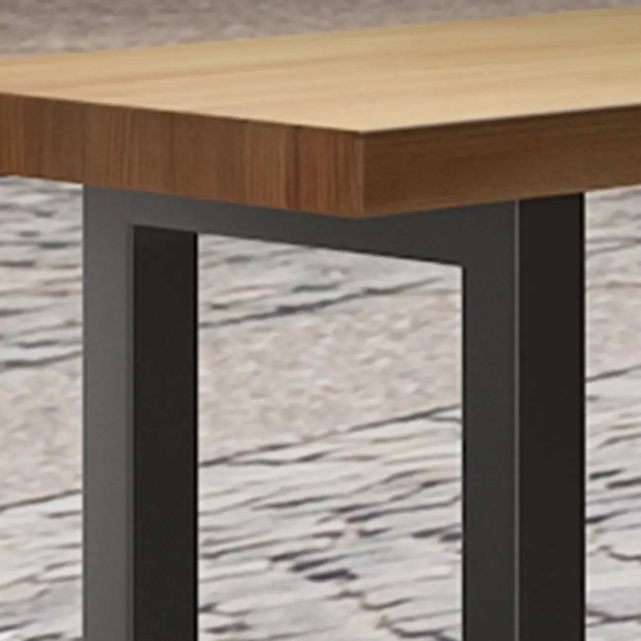 Natural Finish Rectangular Wood Metal Long Trestle Bar Table Image - 6