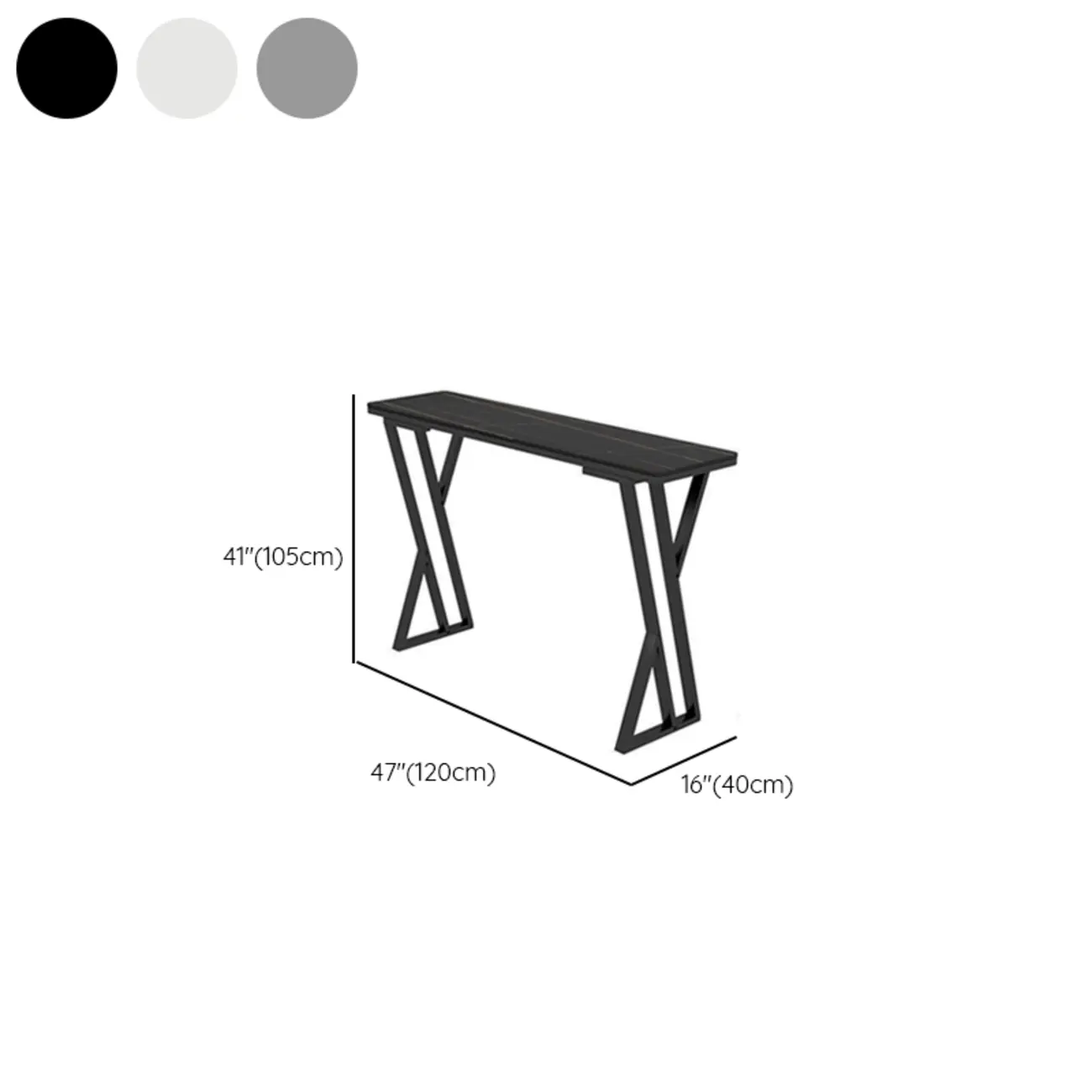 Rectangular Sleek Stone Top Metal Gray Double Pedestal Bar Table #size | homeyfad