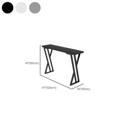 Rectangular Sleek Stone Top Metal Gray Double Pedestal Bar Table #size