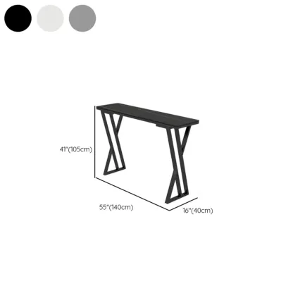 Rectangular Sleek Stone Top Metal Gray Double Pedestal Bar Table Image - 11