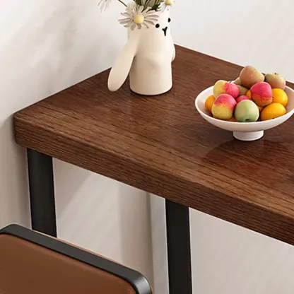 Rectangular Brown Wooden Metal Storage Bar Table Image - 4