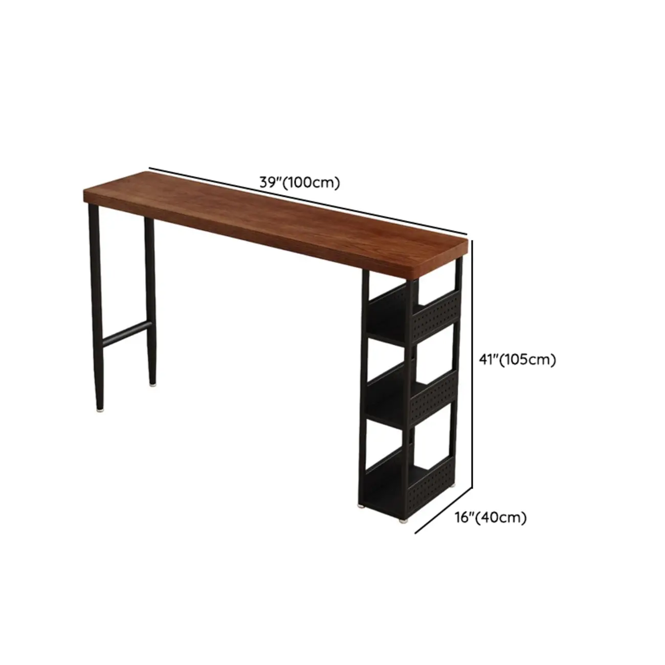 Rectangular Brown Wooden Metal Storage Bar Table #size | homeyfad