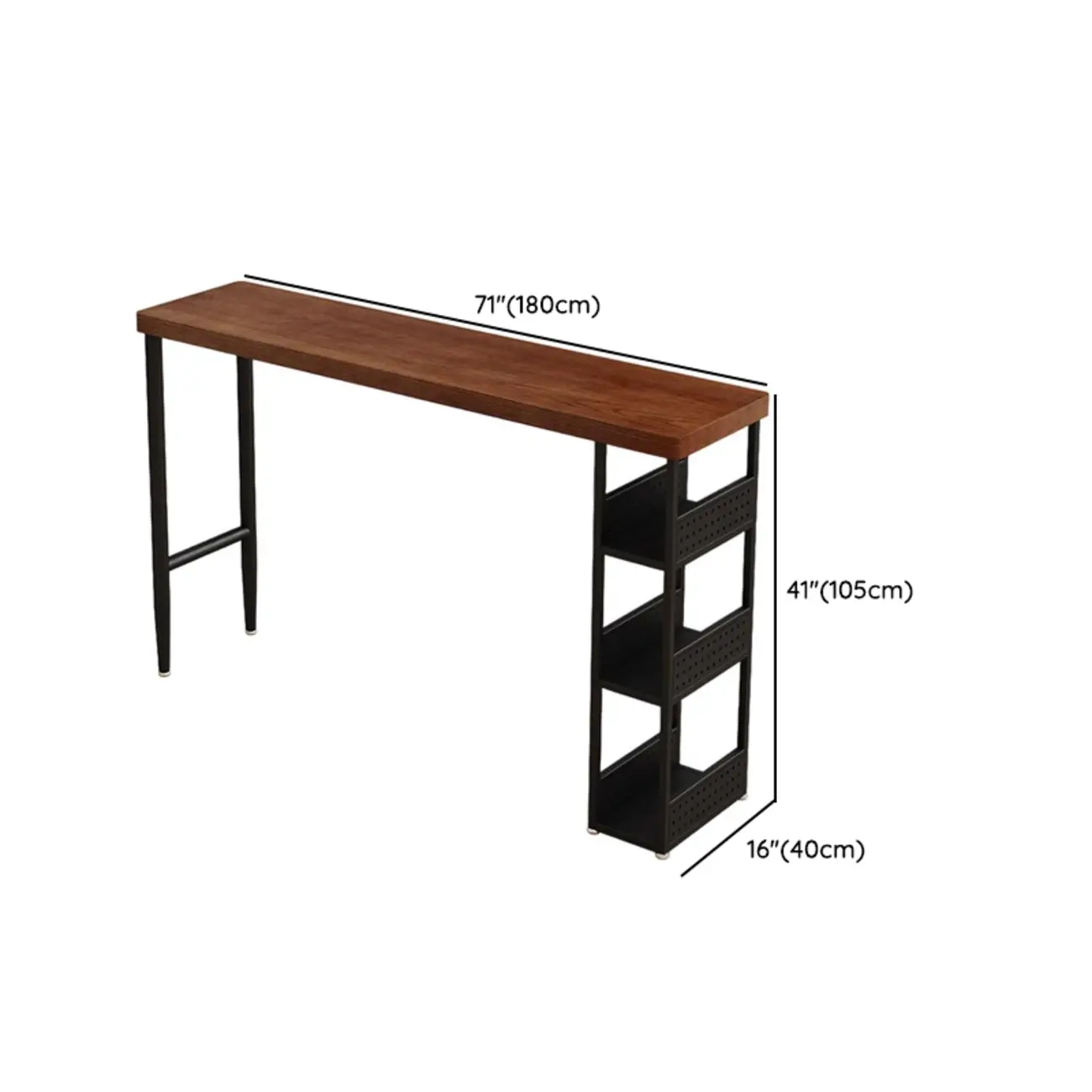 Rectangular Brown Wooden Metal Storage Bar Table Image - 11 | homeyfad