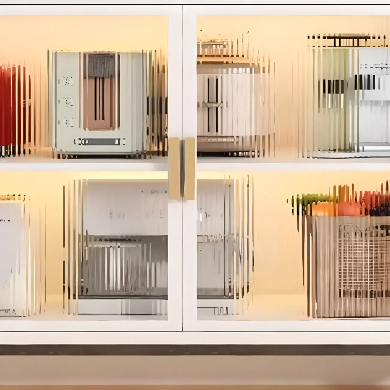 Mobile Metal Open Storage Sideboard with Glass Doors Image - 14