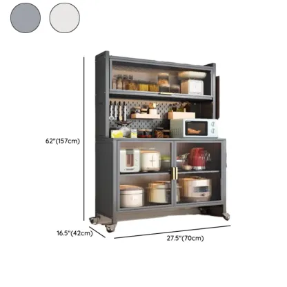 Mobile Metal Open Storage Sideboard with Glass Doors Image - 16