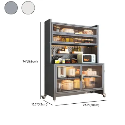 Mobile Metal Open Storage Sideboard with Glass Doors Image - 21