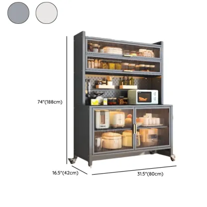 Mobile Metal Open Storage Sideboard with Glass Doors Image - 23