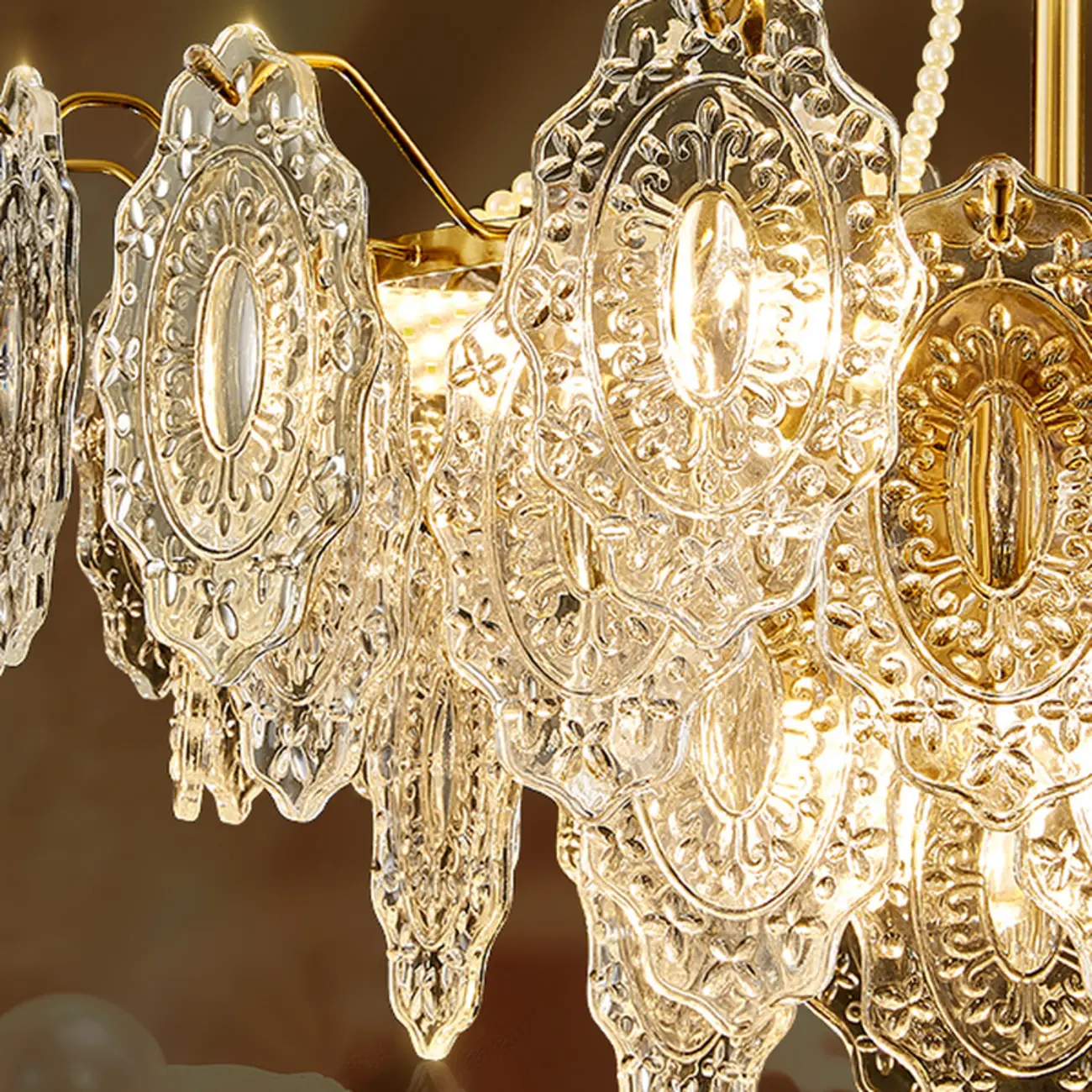 Luxurious Gold Crystal Leaf Round Pendant Chandelier Image - 7 | homeyfad