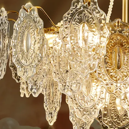 Luxurious Gold Crystal Leaf Round Pendant Chandelier Image - 7