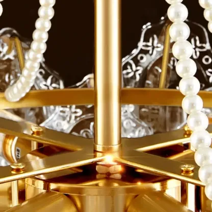 Luxurious Gold Crystal Leaf Round Pendant Chandelier Image - 10