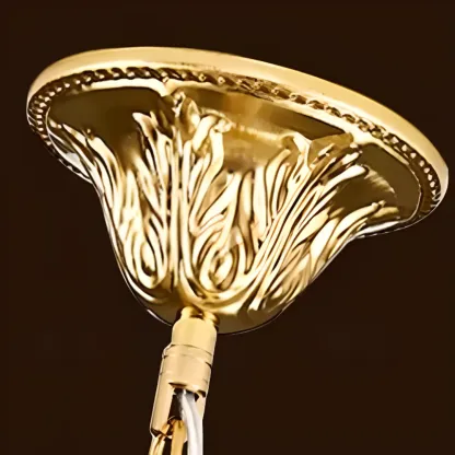 Luxurious Gold Crystal Leaf Round Pendant Chandelier Image - 11